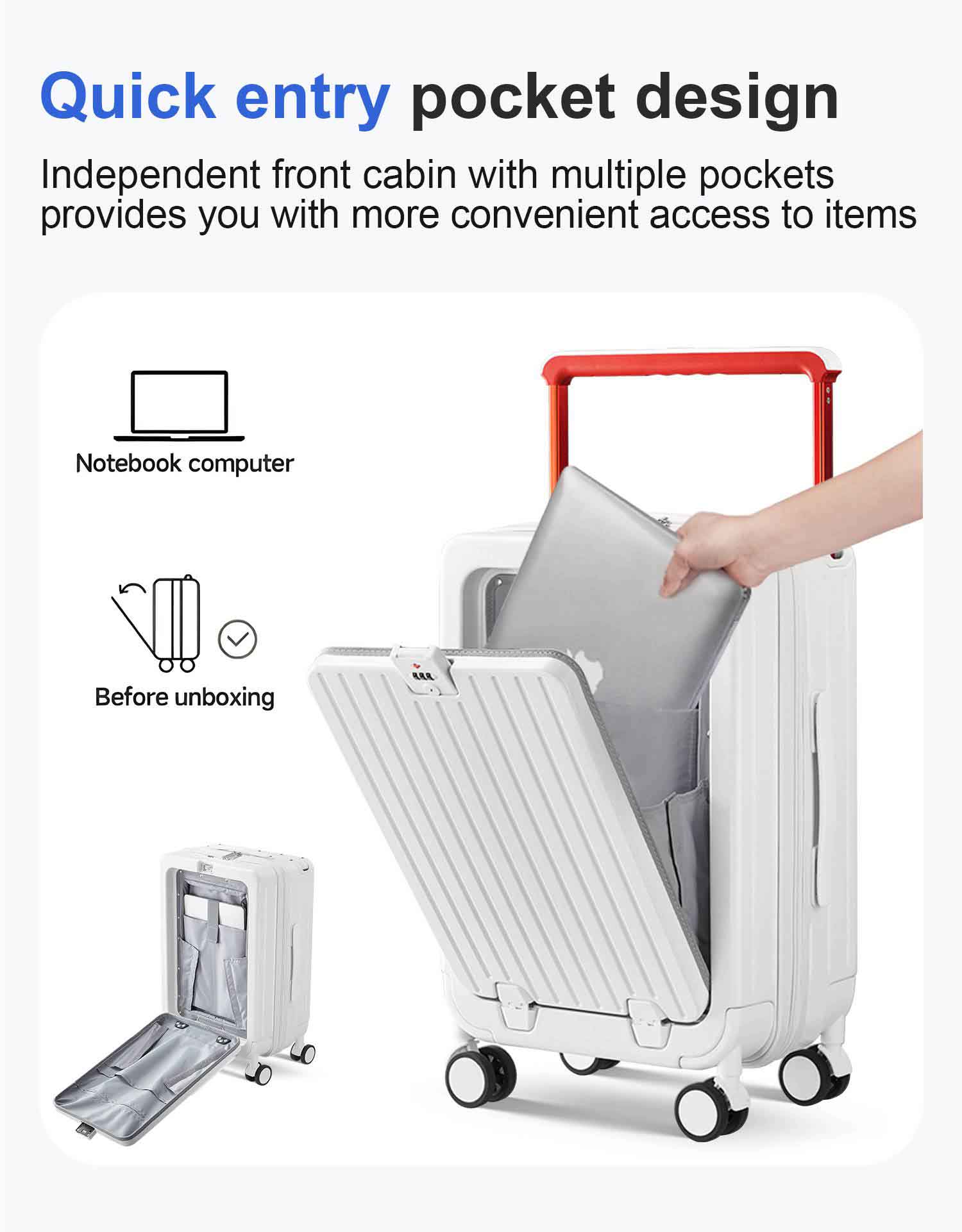 Luggage Suitcase with Cup Holder