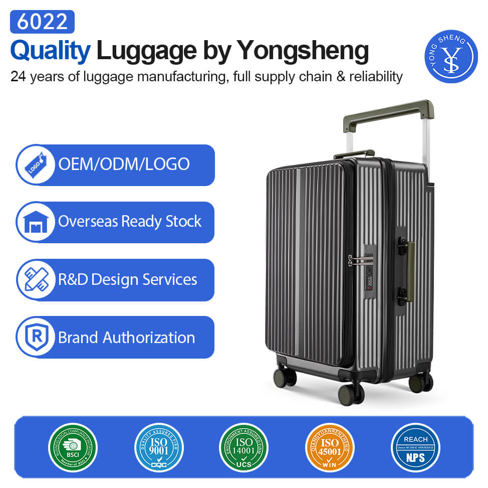 durable light weight front side open suitcase luggage