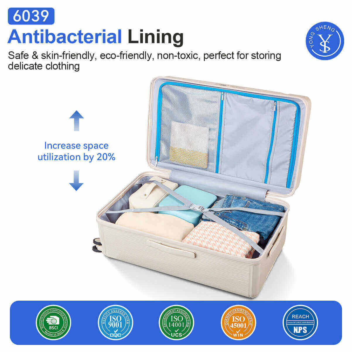 Vacation Suitcase with Antibacterial Lining