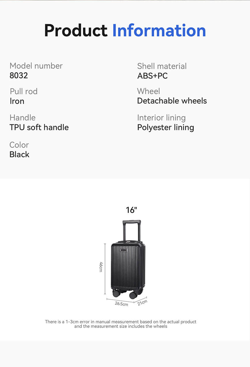 Carry-On Luggage with Removable Spinner Wheels